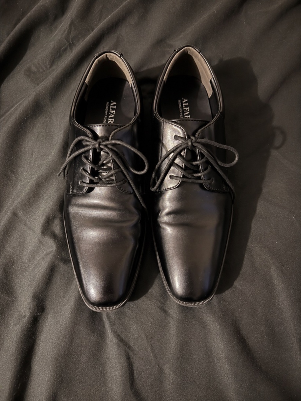 Alfani Men's Black Leather Memory Foam Derby Dress Shoes Size 9